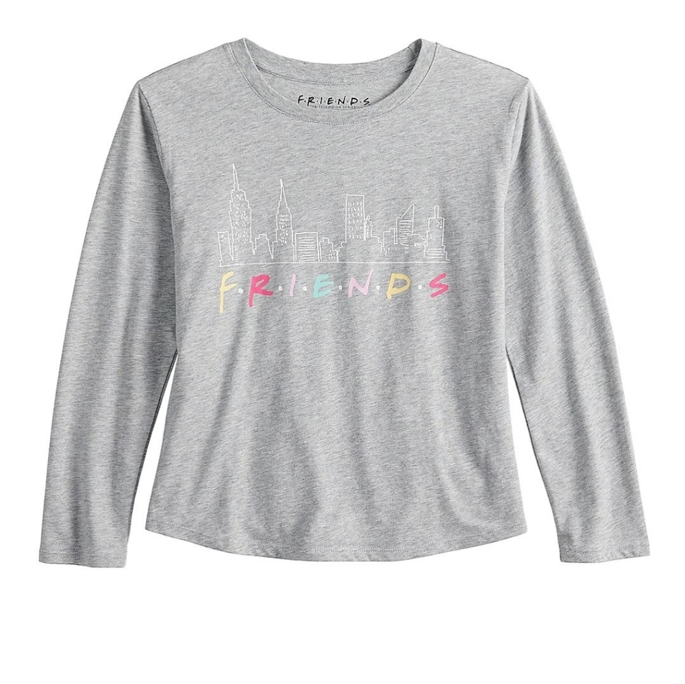 Friends Cityscape Girl's Gray Long Sleeve Graphic Tee, Size XL(16)